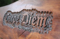 Logo Carpe Diem sobre la madera